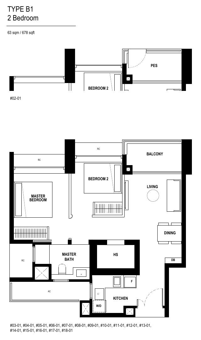 Type B1 · 2-Bedroom Deluxe · 678 sqft