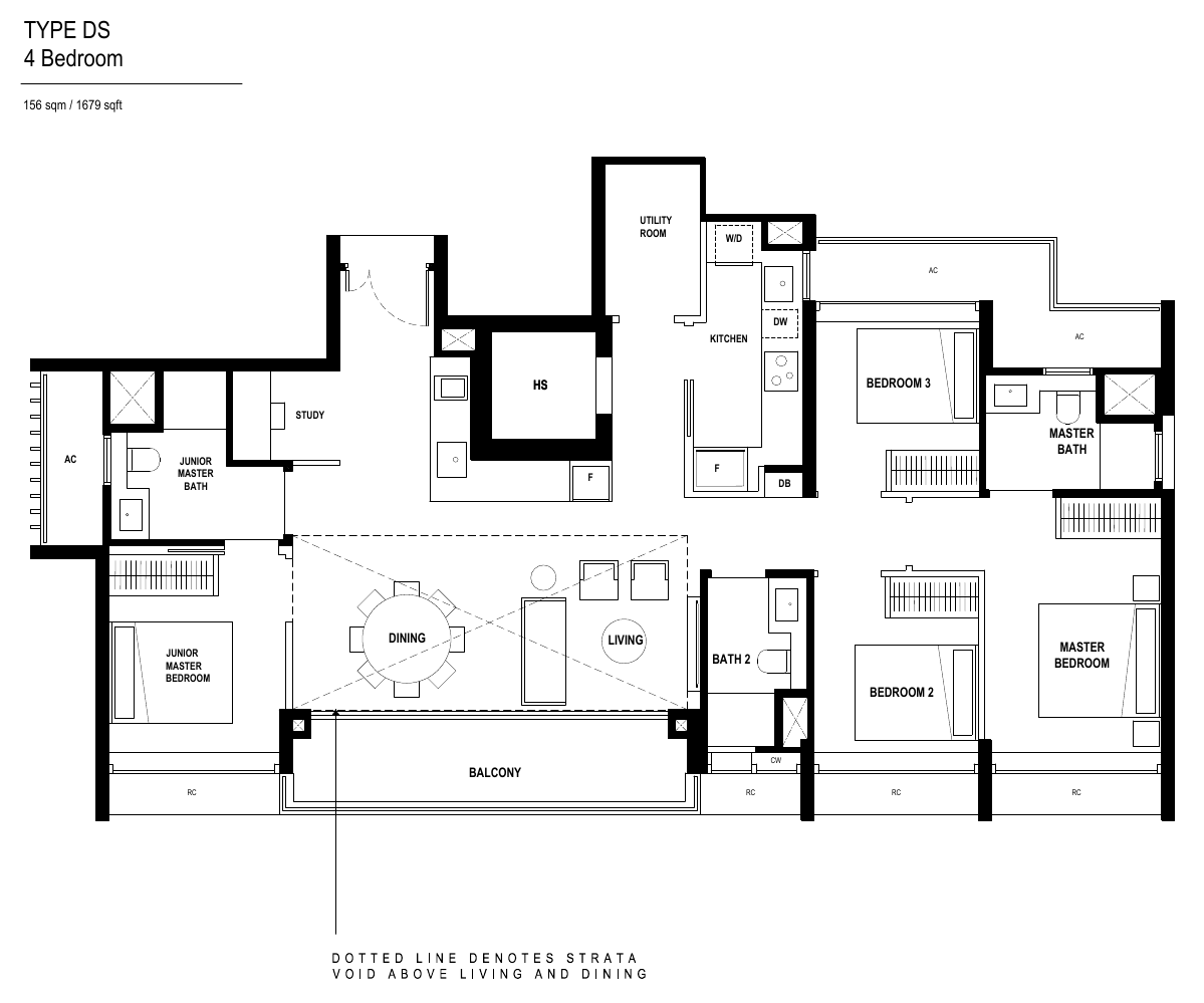 Type DS · 4-Bedroom Premium + Study · 1,679 sqft