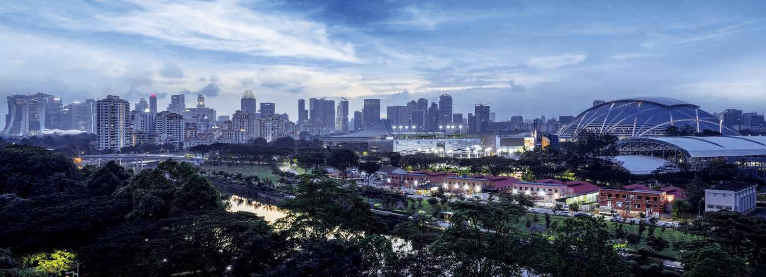 City skyline and Singapore Sports Hub view